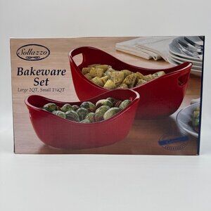 Sollazzo Ceramic Bakeware Two-Piece Set Large 2qt & Small 1.25qt Purple NEW/SEAL